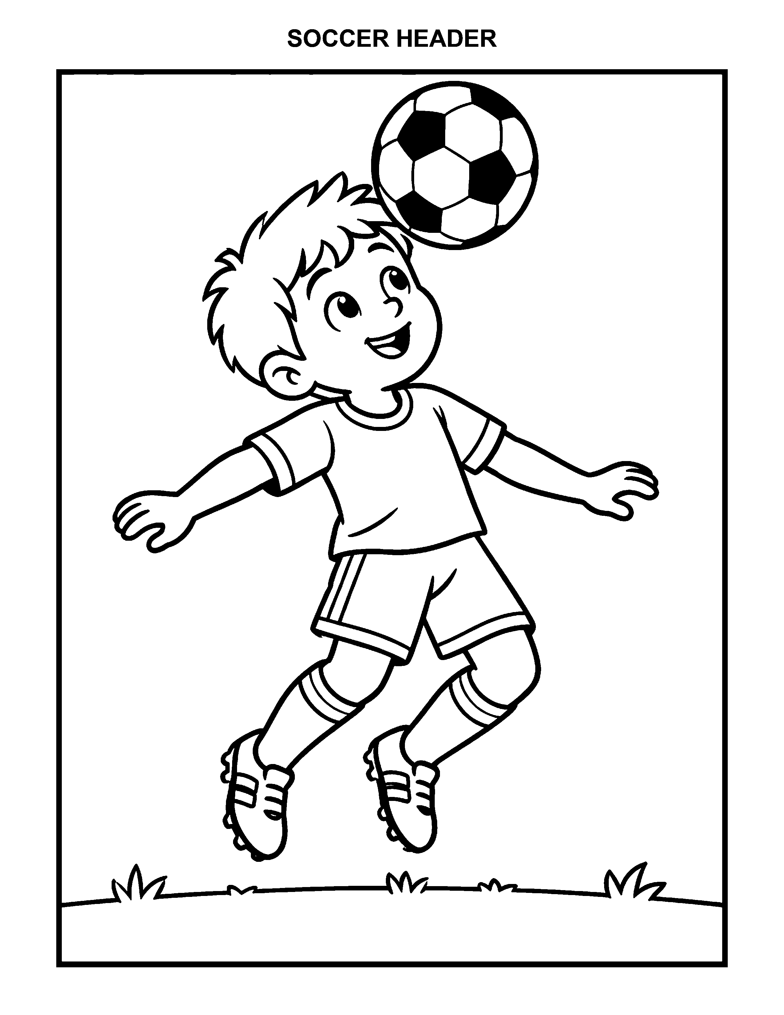 Soccer Header black-and-white printable