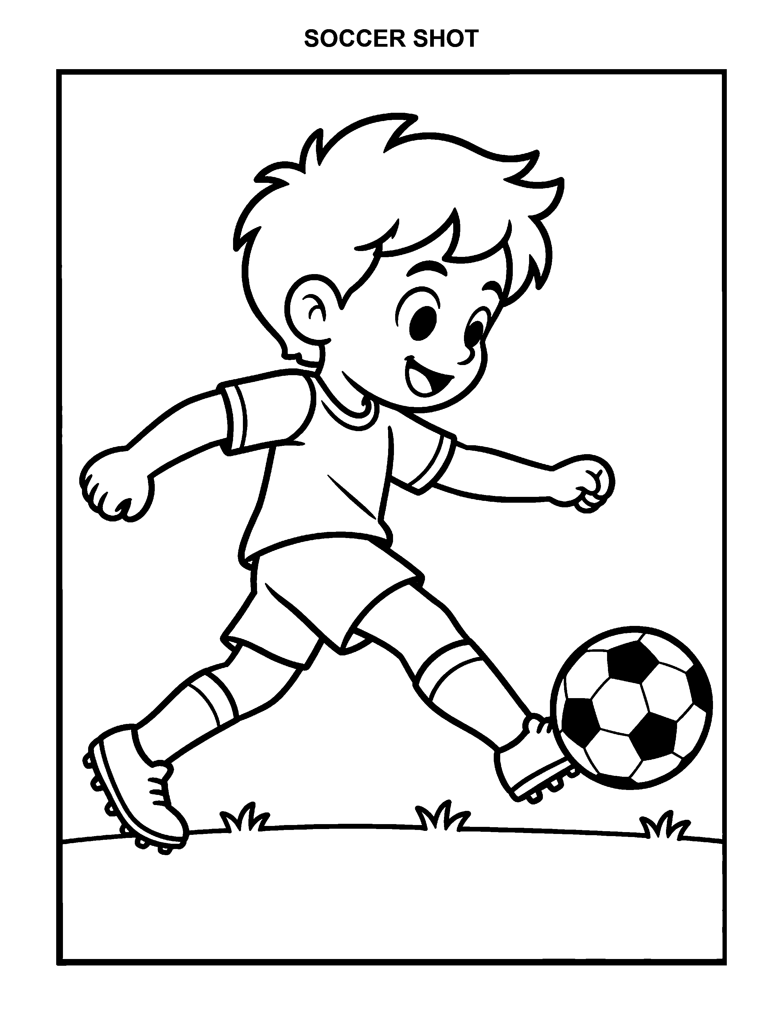 Soccer Shot black-and-white printable