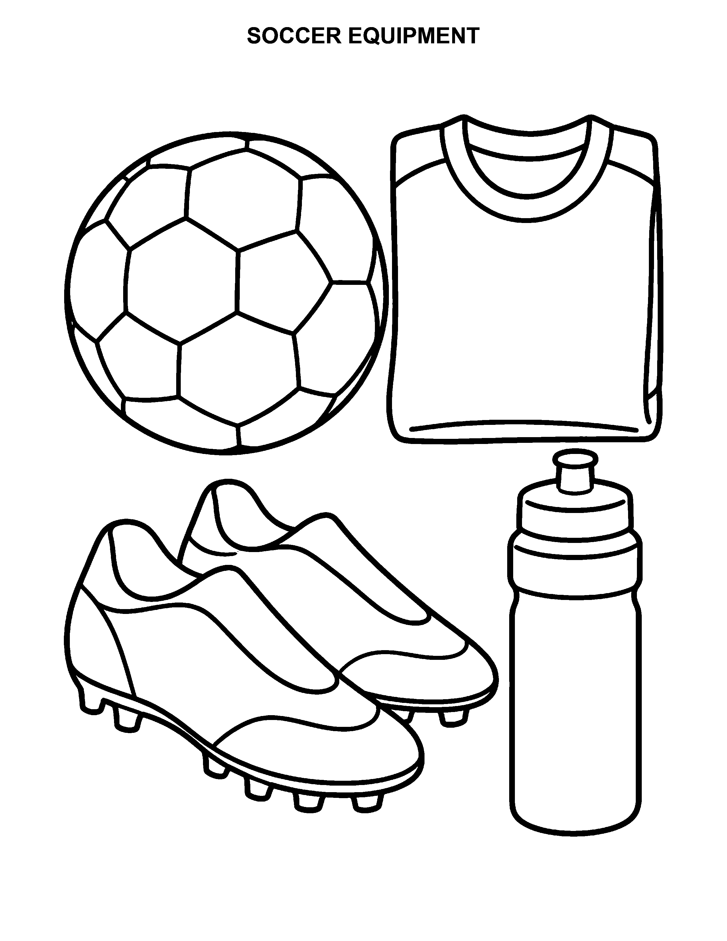 Soccer Equipment black-and-white printable