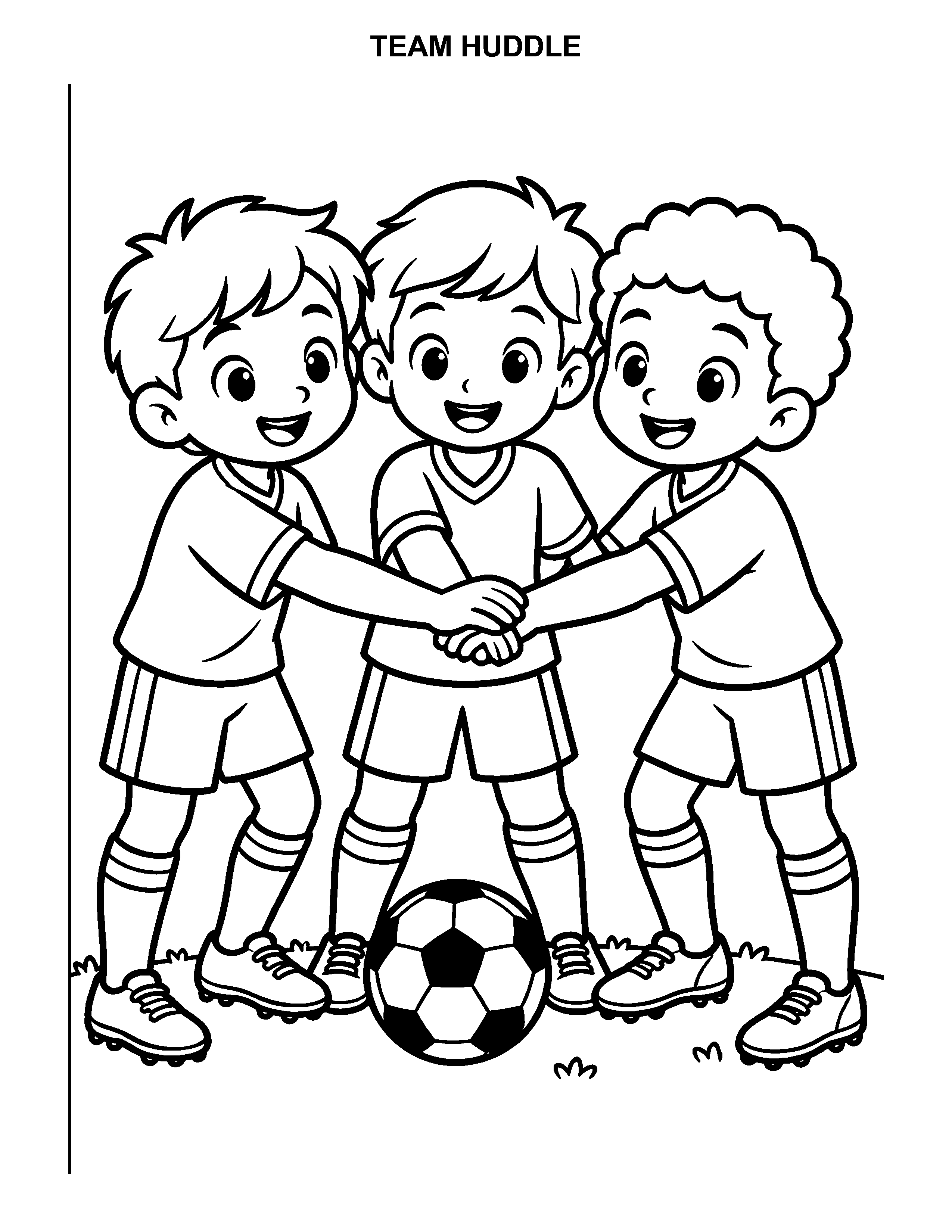 Team Huddle black-and-white printable