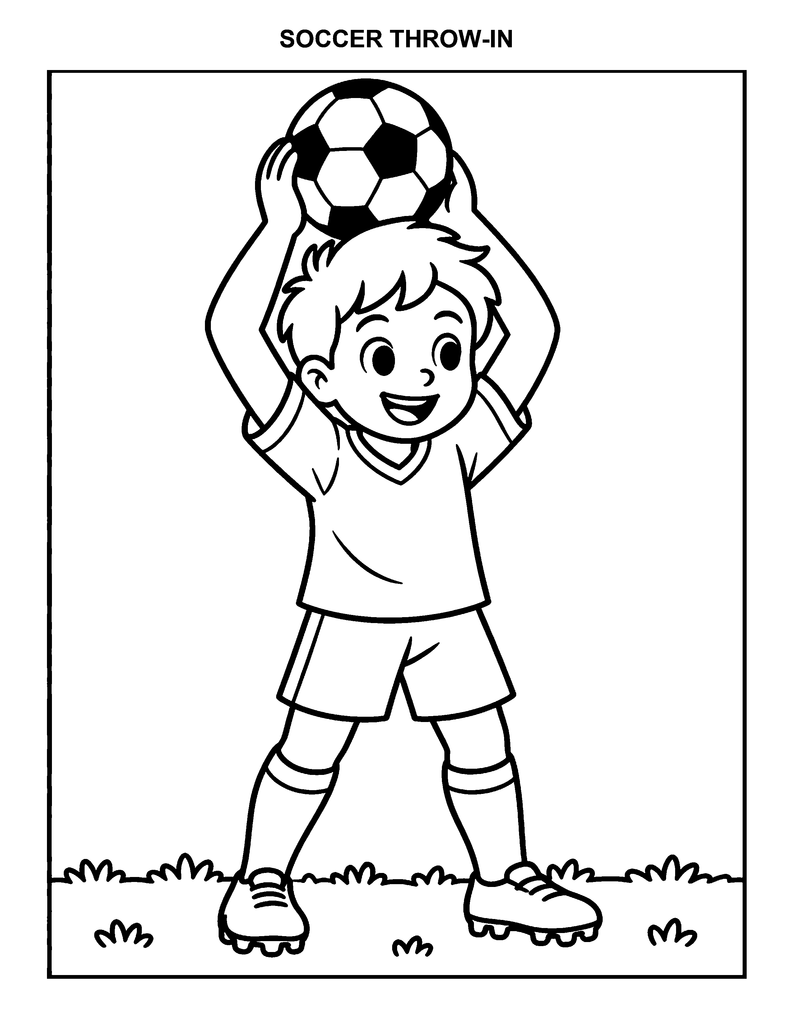 Soccer Throw-In black-and-white printable