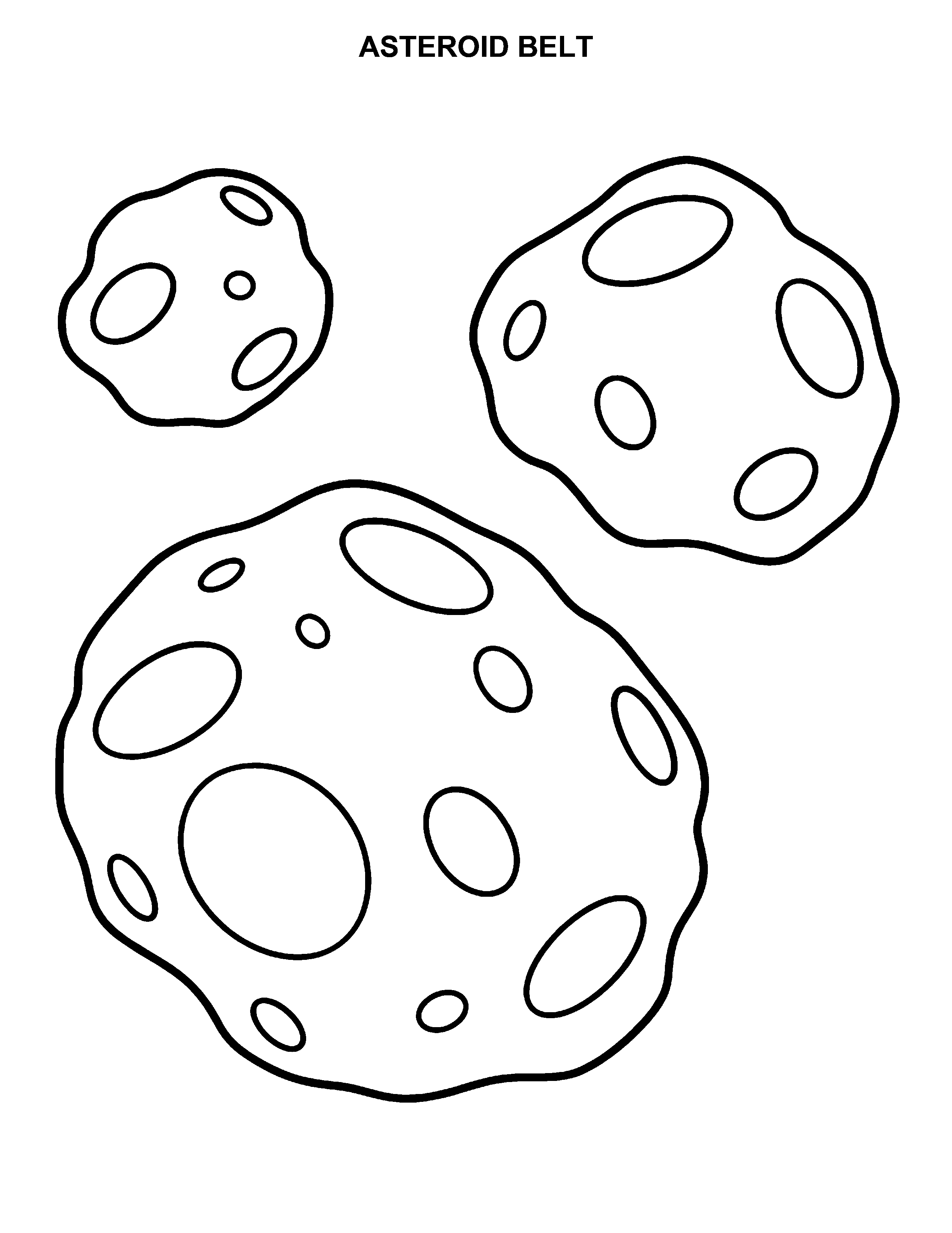 Asteroid Belt black-and-white printable
