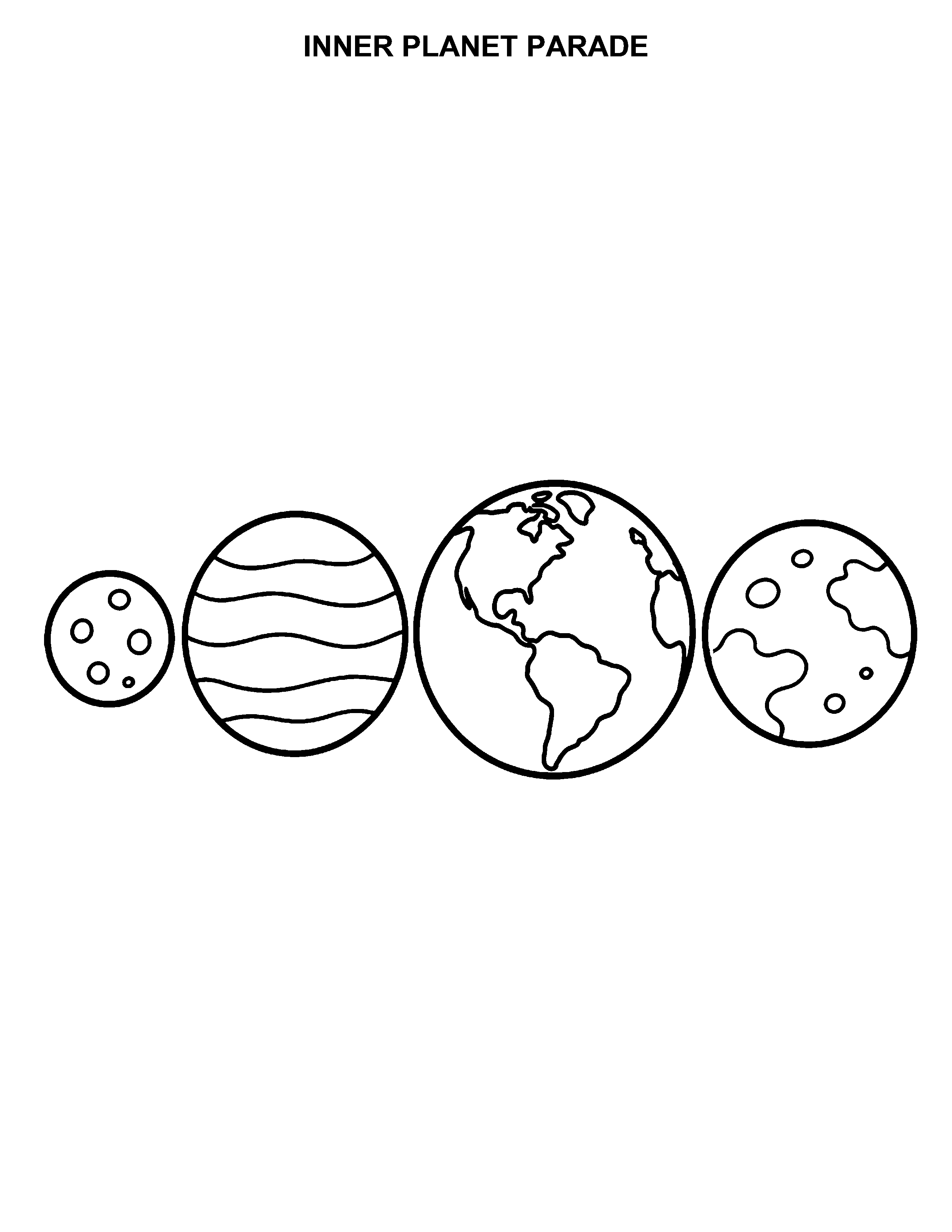 Inner Planet Parade black-and-white printable