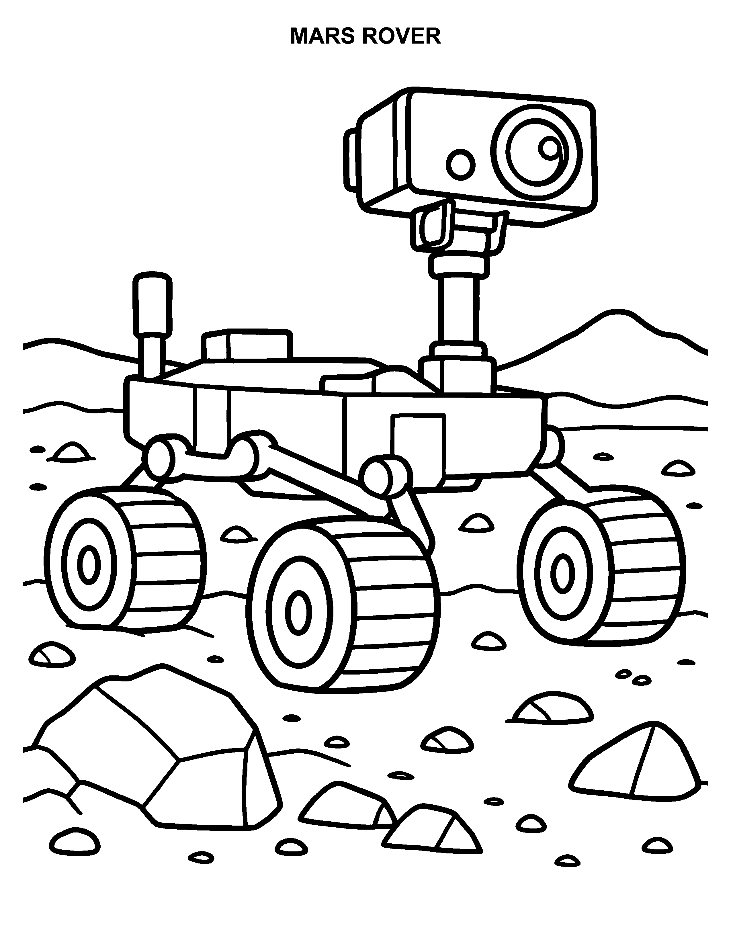 Mars Rover black-and-white printable