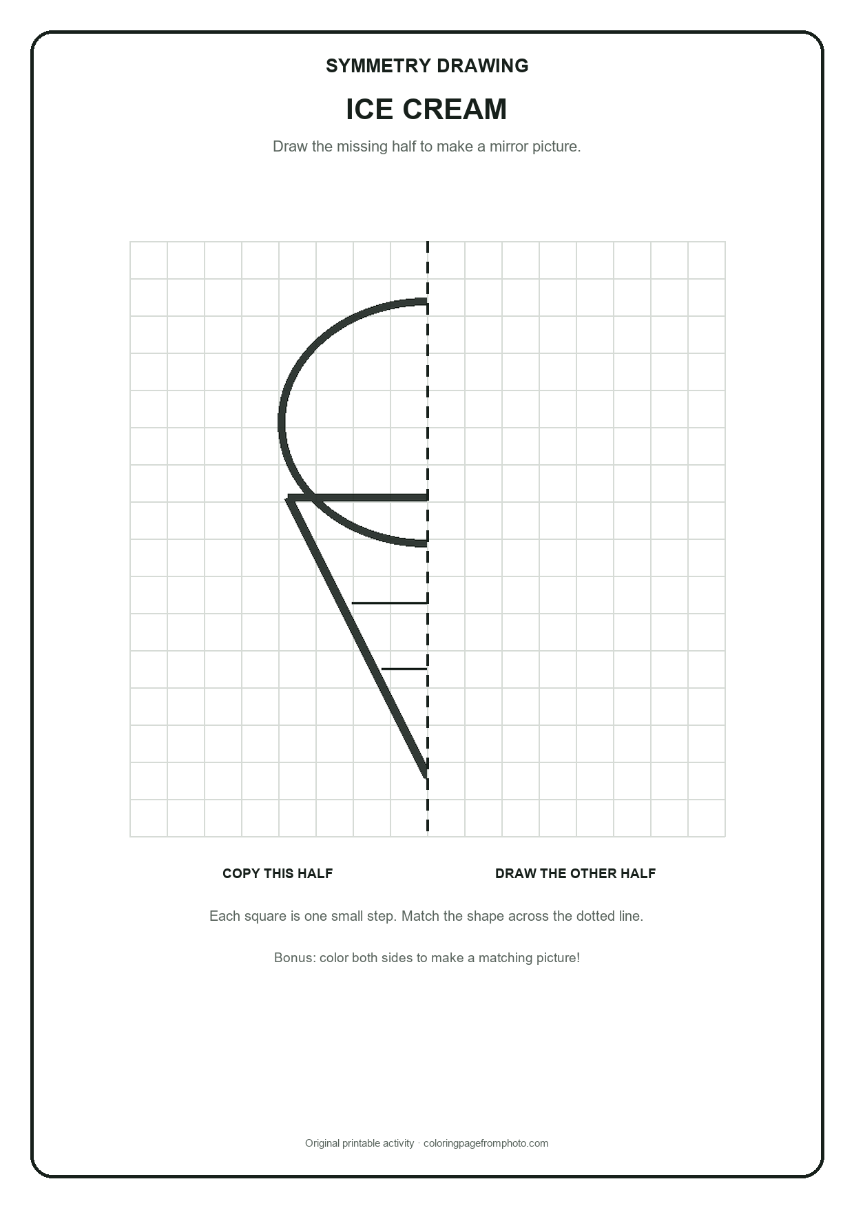 Printable ice cream symmetry drawing printables activity