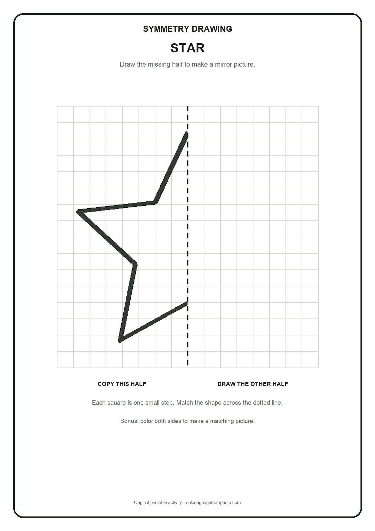 Printable star symmetry drawing printables activity