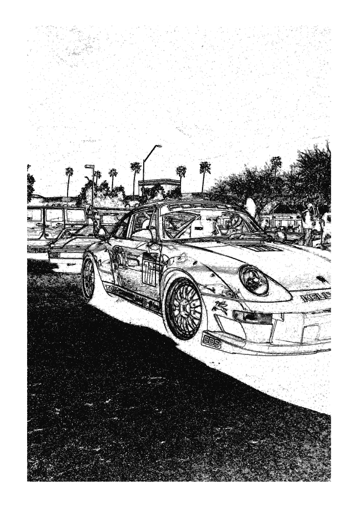 Bold Comic preview: the same vehicle scene with darker outlines and a much darker shadow area