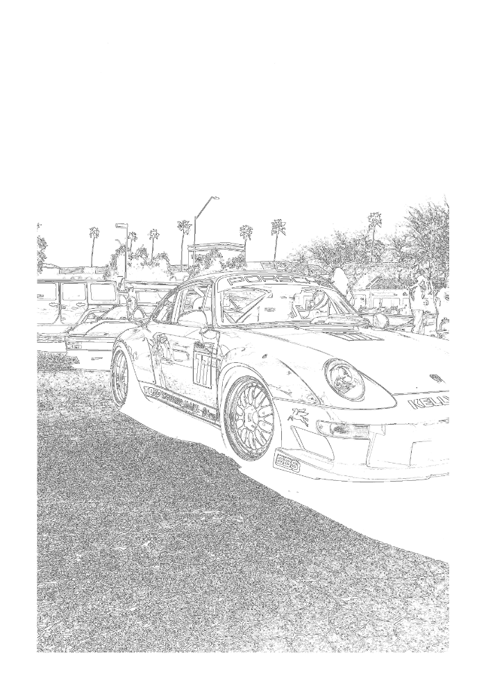 Simplified preview: the same vehicle and background, with some fine marks reduced