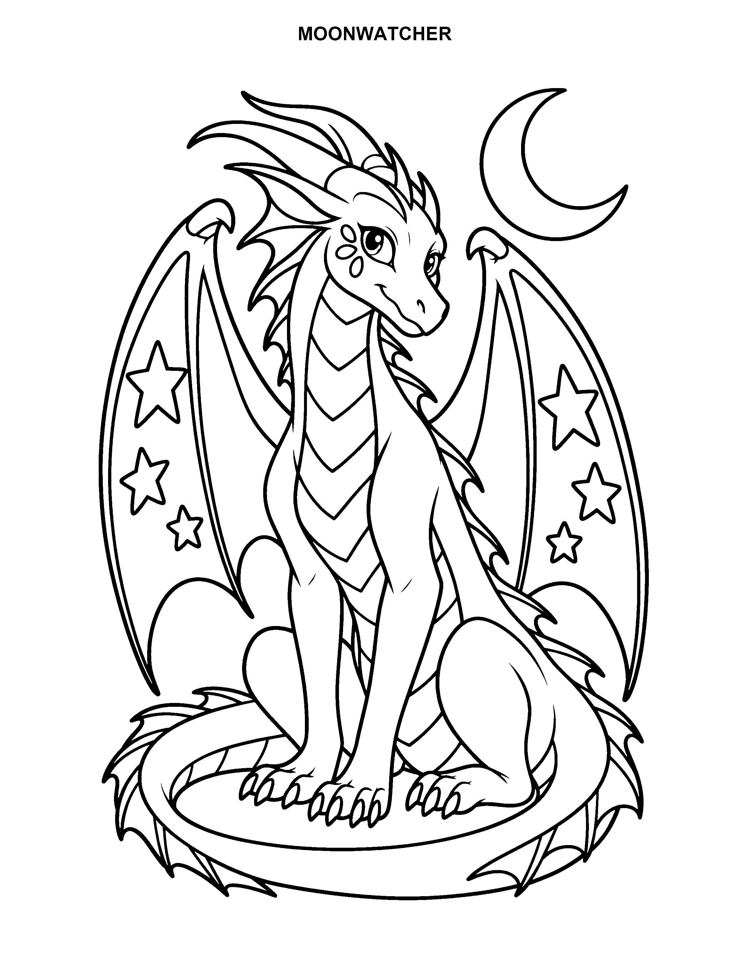Moonwatcher printable black-and-white coloring page