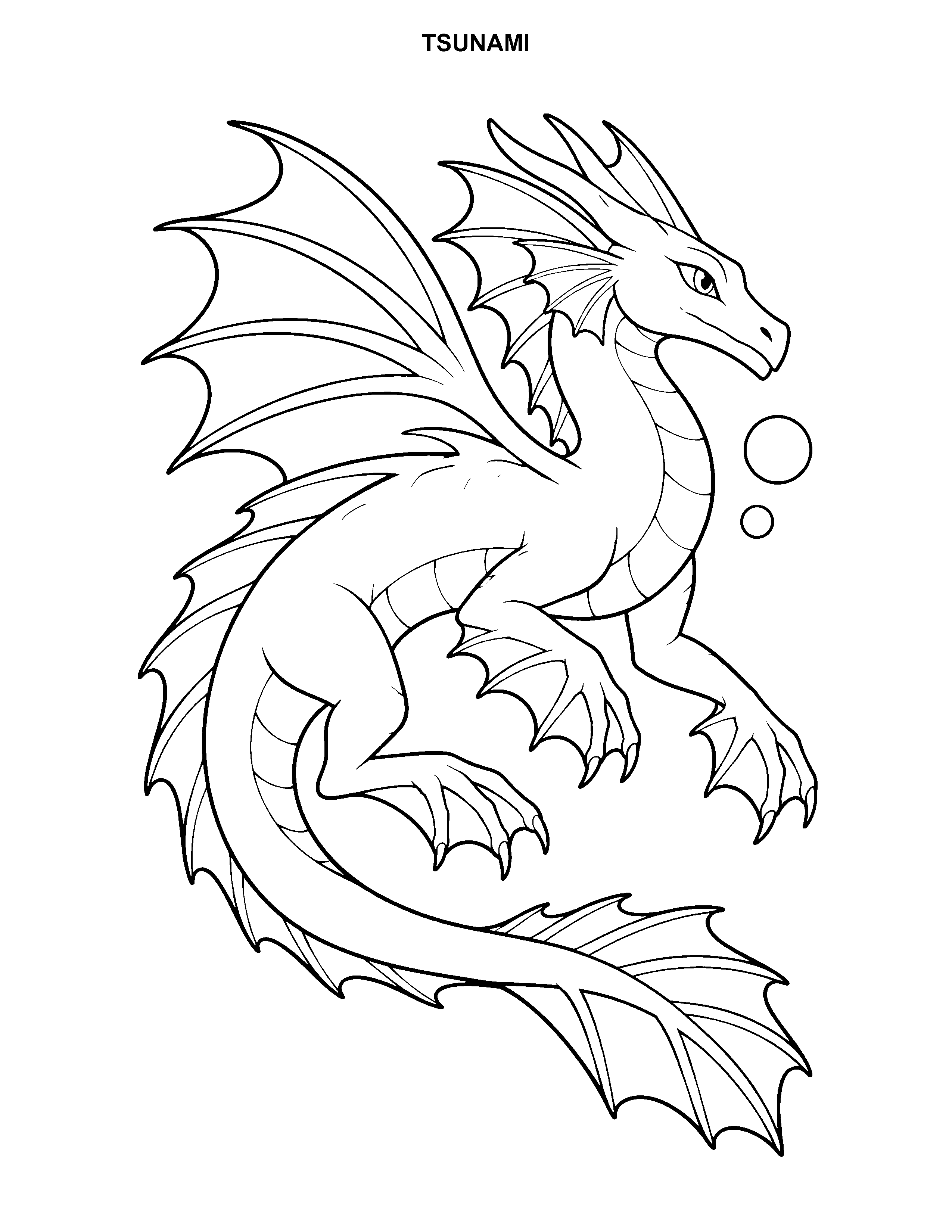 Tsunami printable black-and-white coloring page