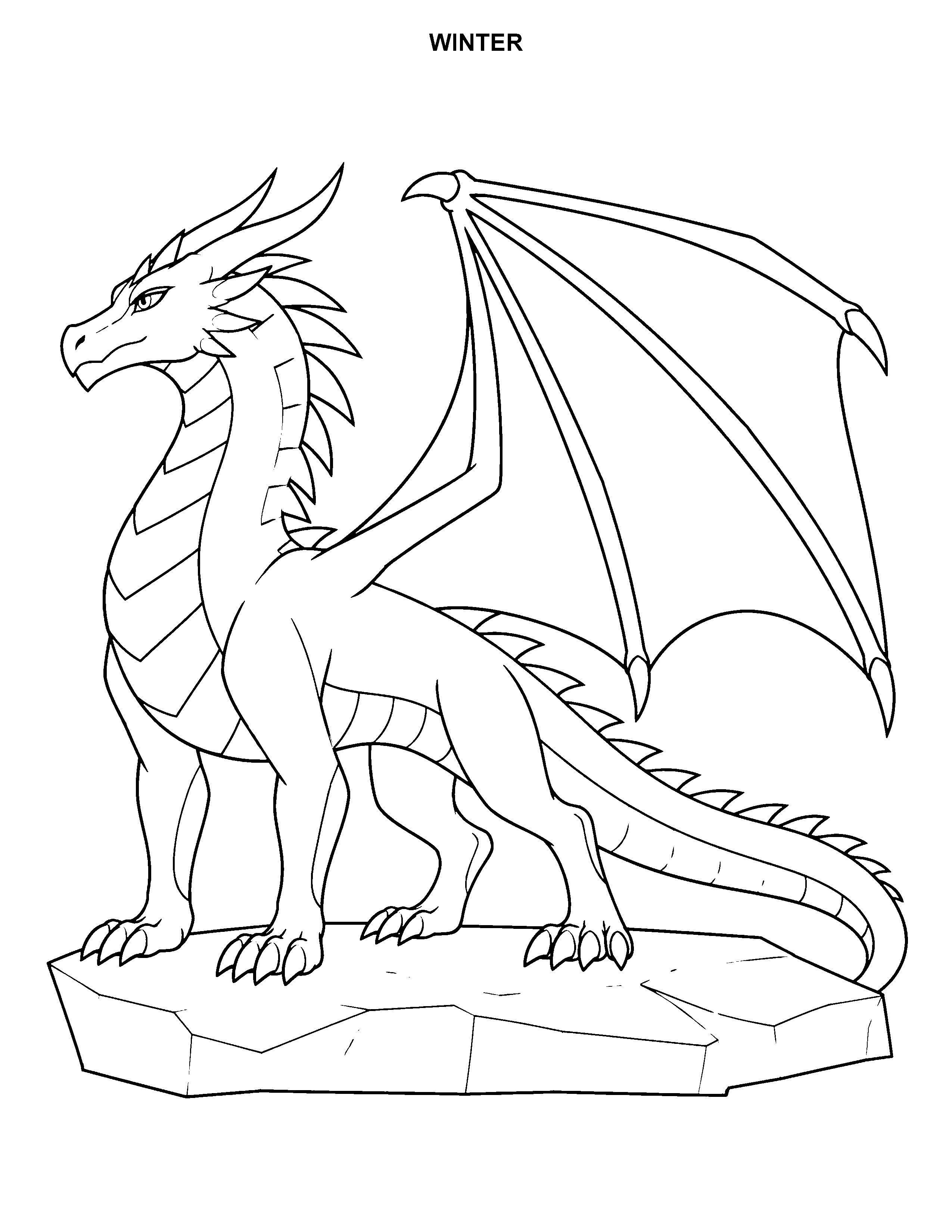 Winter printable black-and-white coloring page